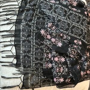 Black and Pink Floral Scarf